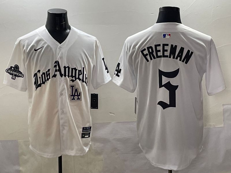 Men 2025 Los Angeles Dodgers #5 Freeman White Five generations Joint Name Nike MLB Jersey style 5180->los angeles dodgers->MLB Jersey